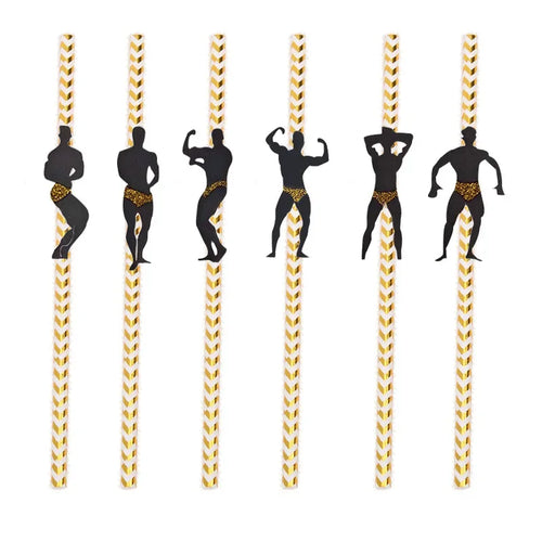 6Pcs Stripper Dancing Men Straws Bachelorette Party Decorations Straws