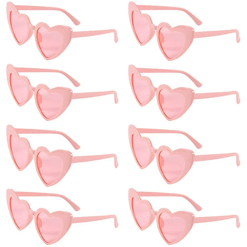 6/8Pcs Bachelorette Hen Party White Pink Sunglasses Heart Glasses