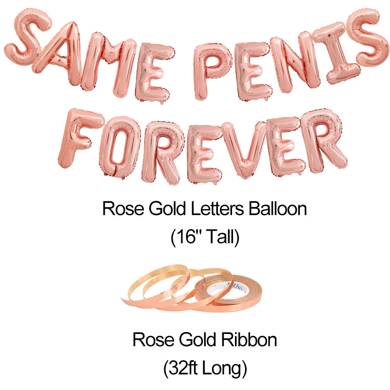 16pcs Same Penis Forever Foil Letter Balloons Bachelorette Hen Party