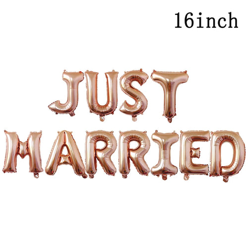 1set 16inch Just Married Foil Balloon Bridal Shower Bachelorette Party
