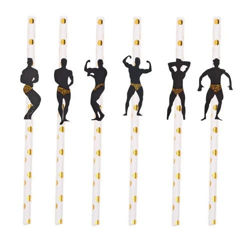 6Pcs Stripper Dancing Men Straws Bachelorette Party Decorations Straws
