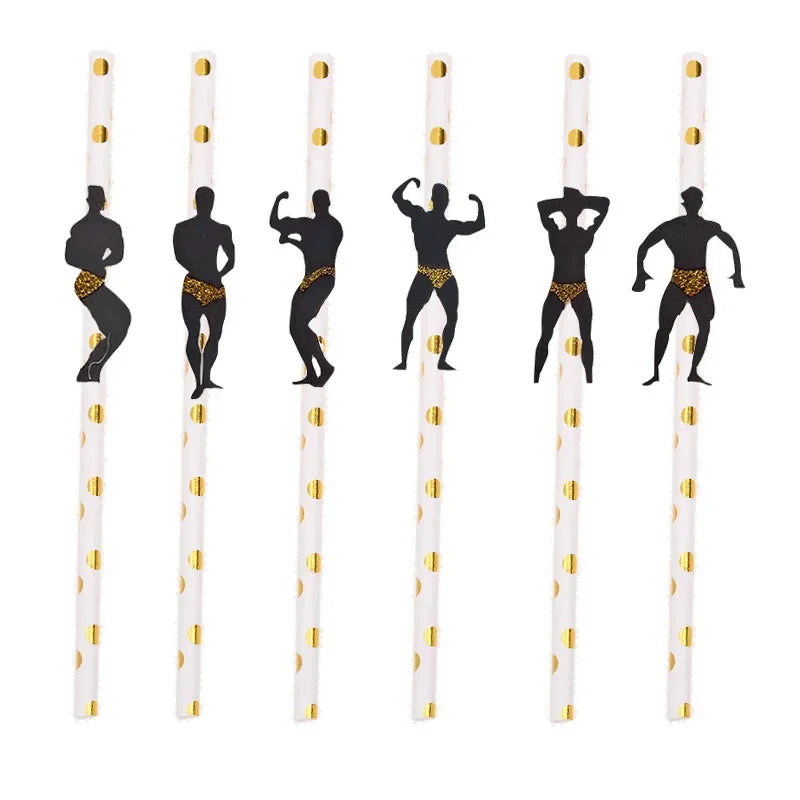 6Pcs Stripper Dancing Men Straws Bachelorette Party Decorations Straws
