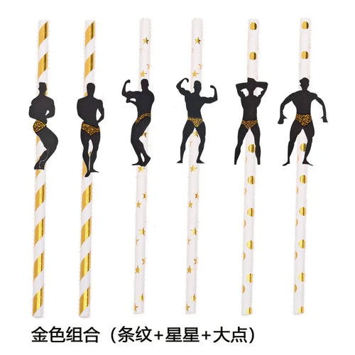 6Pcs Stripper Dancing Men Straws Bachelorette Party Decorations Straws