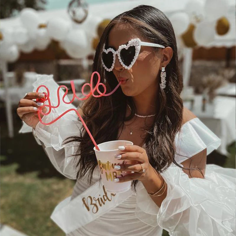 Pearl Bride to be Sunglasses Bachelorette Party Heart Glasses bridal