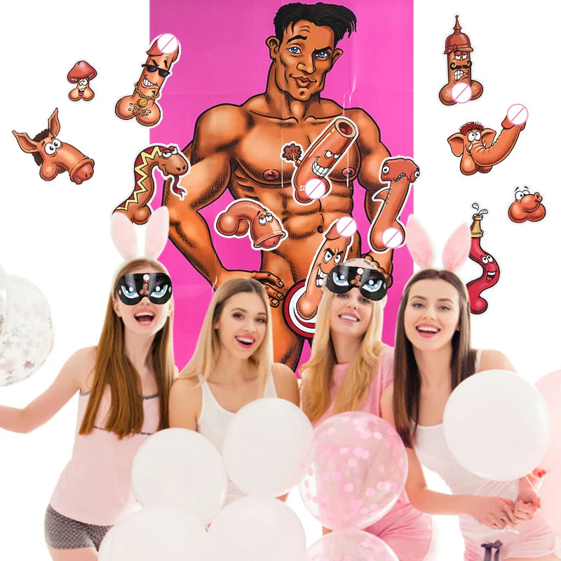 Bachelorette Party Game Funny Paper Poster Hunk Dick Photo Props Bride