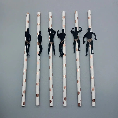 6Pcs Stripper Dancing Men Straws Bachelorette Party Decorations Straws