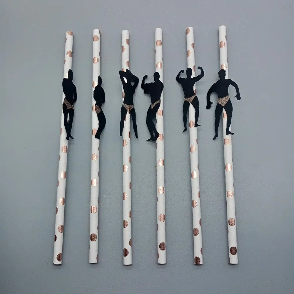 6Pcs Stripper Dancing Men Straws Bachelorette Party Decorations Straws