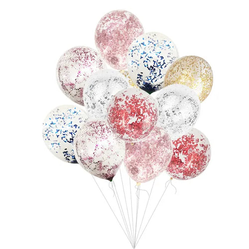 15pcs Metallic Confetti Latex Balloons Glitter Gold Rose Pink Silver