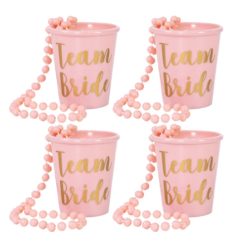 Team Bride Cups Bride To Be Plastic Shot Glasses Necklace Beads
