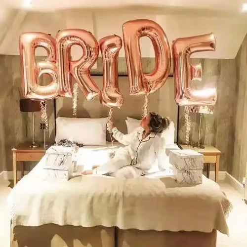 5pcs 16/32inch Rose Gold Silver Bride Letter Foil Balloons Wedding