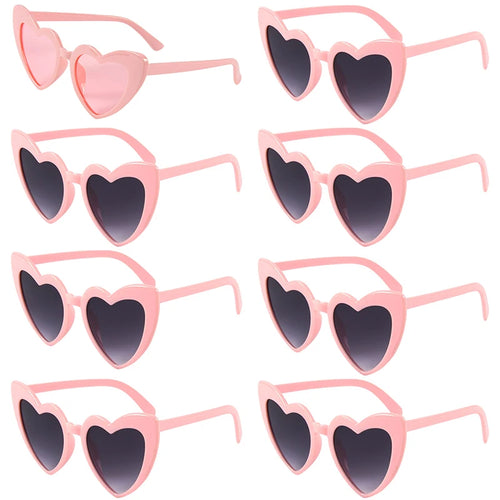 6/8Pcs Bachelorette Hen Party White Pink Sunglasses Heart Glasses