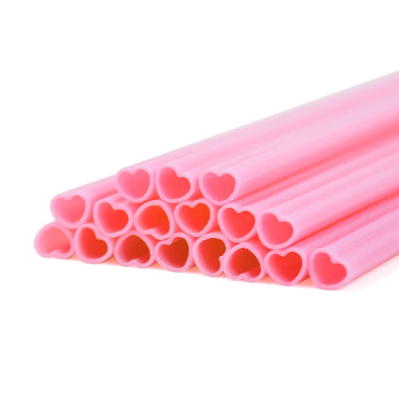 10/20pcs Pink Heart Disposable Drinking Straws Bridal Shower Wedding