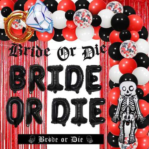 JOYMEMO Bride or Die Bachelorette Party Decorations Black Bride or Die