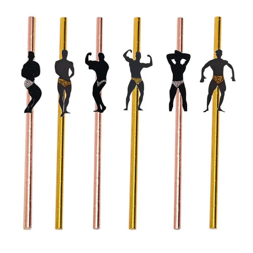 6Pcs Stripper Dancing Men Straws Bachelorette Party Decorations Straws