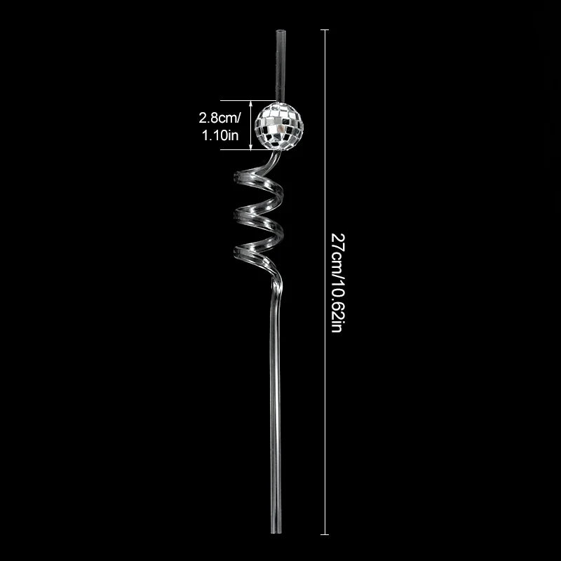 6pcs Mirror Disco Ball Straws 70s Disco Party Decoration Birthday