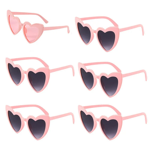 6/8Pcs Bachelorette Hen Party White Pink Sunglasses Heart Glasses