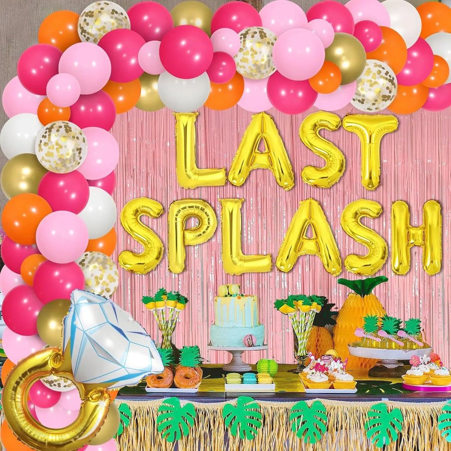 Last Splash Bachelorette Decor Girl Fringe Curtain Backdrop Diamond