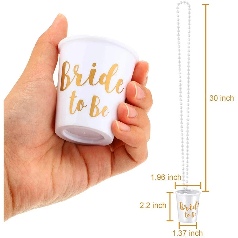 1Set Team Bride To Be Cup Plastic Shot Glasses Necklace Bachelorette