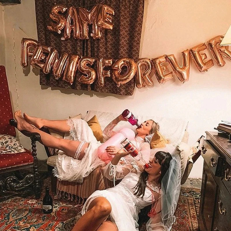 16pcs Same Penis Forever Foil Letter Balloons Bachelorette Hen Party