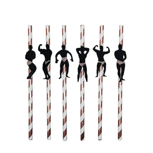 6Pcs Stripper Dancing Men Straws Bachelorette Party Decorations Straws