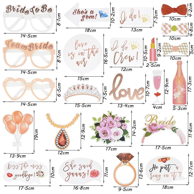 15/23pcs Wedding Photo Props Bride To Be Team Bride Diamond Ring