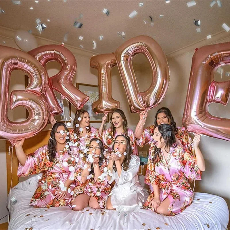5pcs 16/32inch Rose Gold Silver Bride Letter Foil Balloons Wedding