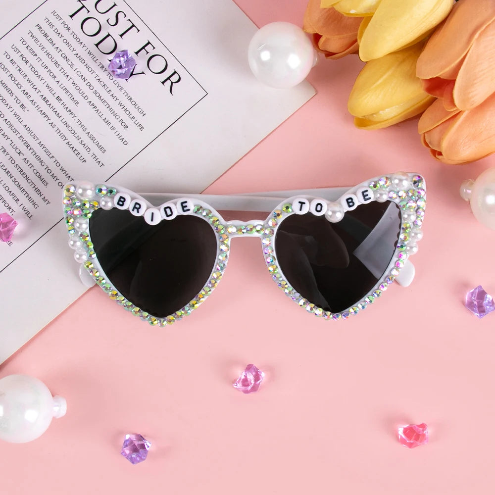 Pearl Bride to be Sunglasses Bachelorette Party Heart Glasses bridal