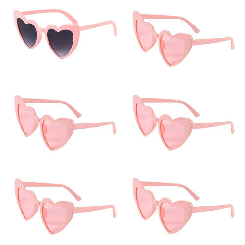 6/8Pcs Bachelorette Hen Party White Pink Sunglasses Heart Glasses