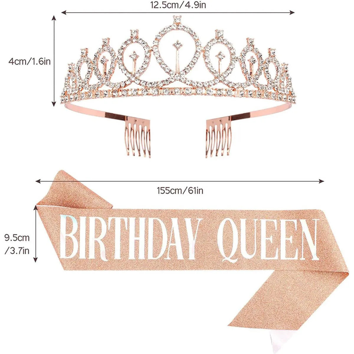 2pcs "Birthday Queen" Ribbon + Birthday crown tiara for Bachelorette