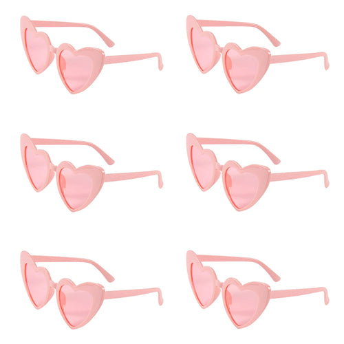 6/8Pcs Bachelorette Hen Party White Pink Sunglasses Heart Glasses