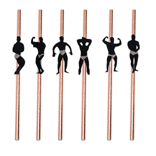 6Pcs Stripper Dancing Men Straws Bachelorette Party Decorations Straws