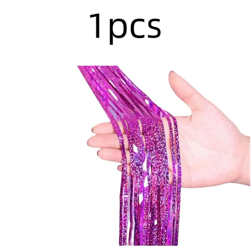 2Pack 2X1M Glitter Party Backdrop Metallic Foil Tinsel Fringe Curtain