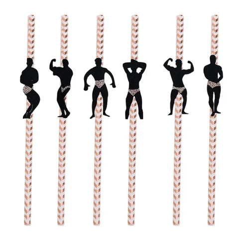 6Pcs Stripper Dancing Men Straws Bachelorette Party Decorations Straws