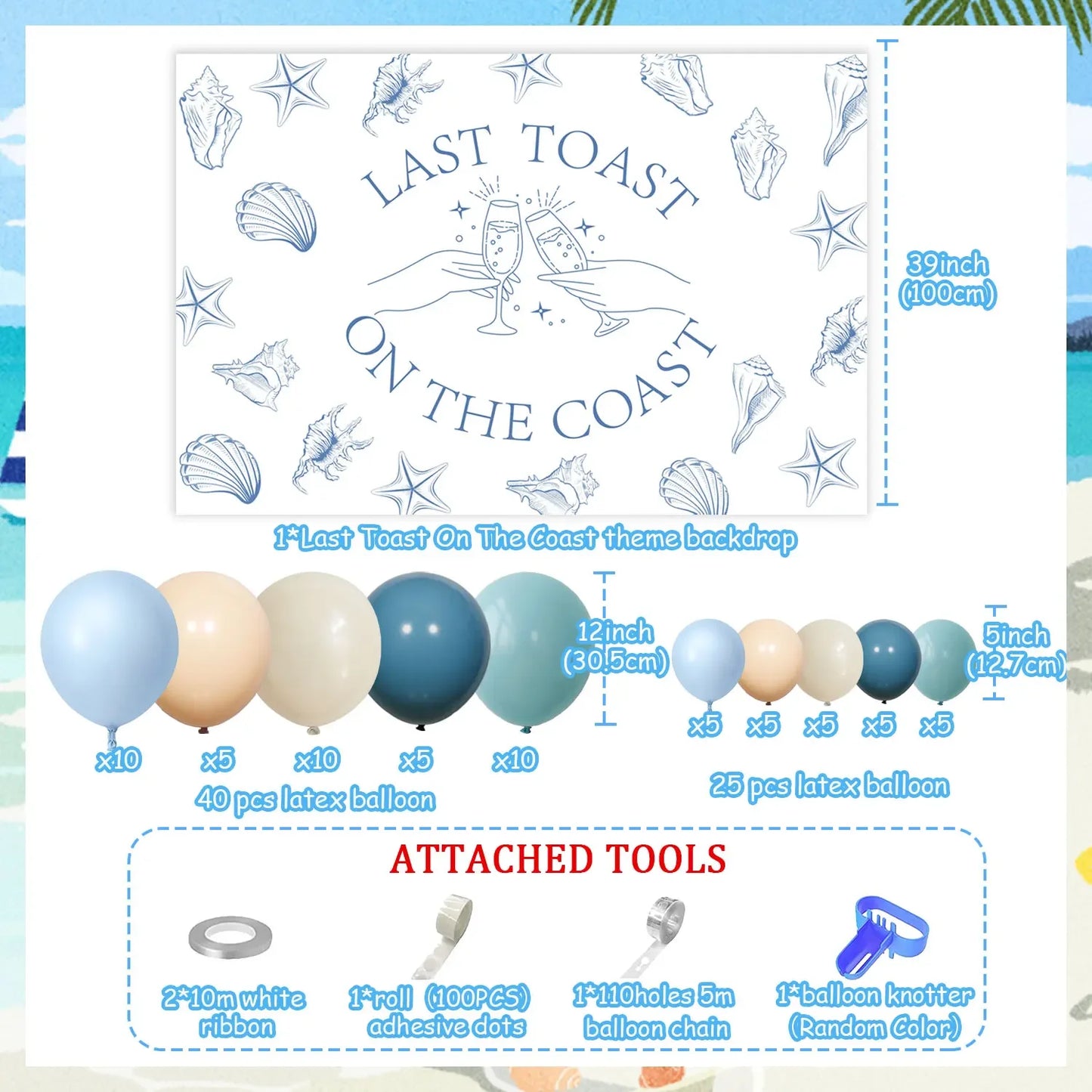 Bachelorette Party Decor, Last Toast on the Coast, Banner with