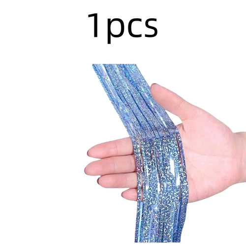 2Pack 2X1M Glitter Party Backdrop Metallic Foil Tinsel Fringe Curtain