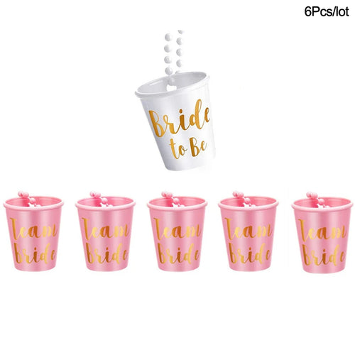 1Set Team Bride To Be Cup Plastic Shot Glasses Necklace Bachelorette