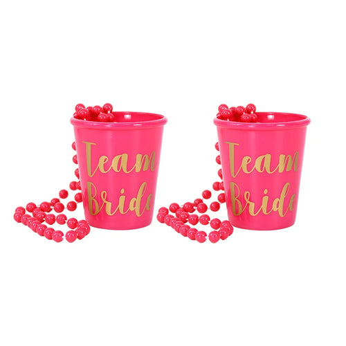 Team Bride Cups Bride To Be Plastic Shot Glasses Necklace Beads
