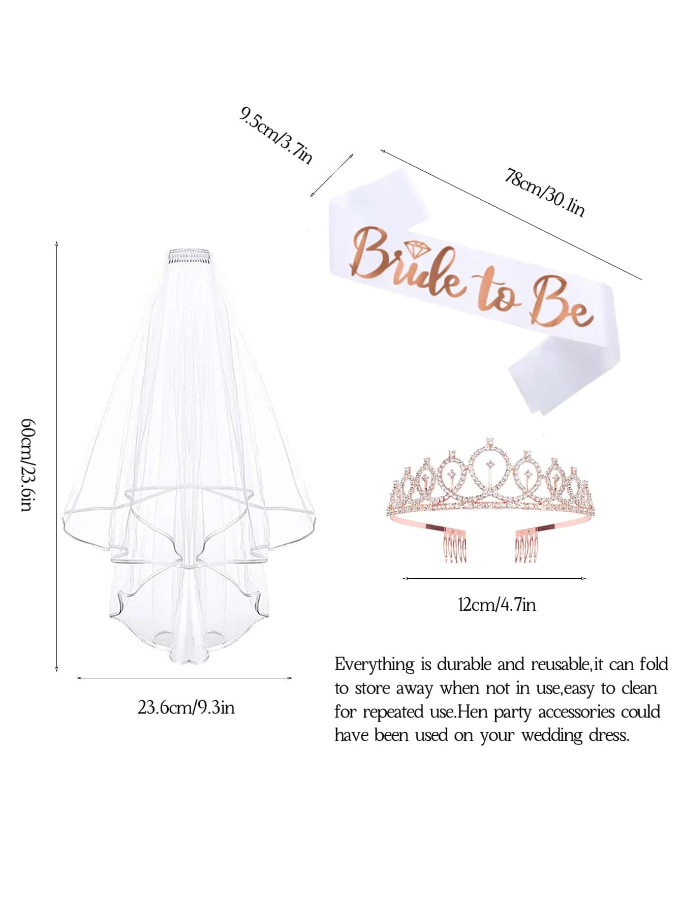Hen Party Bride to Be Set Include Bride to Be Sash,Bridal Veil with