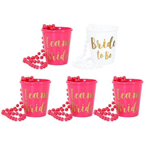 Team Bride Cups Bride To Be Plastic Shot Glasses Necklace Beads