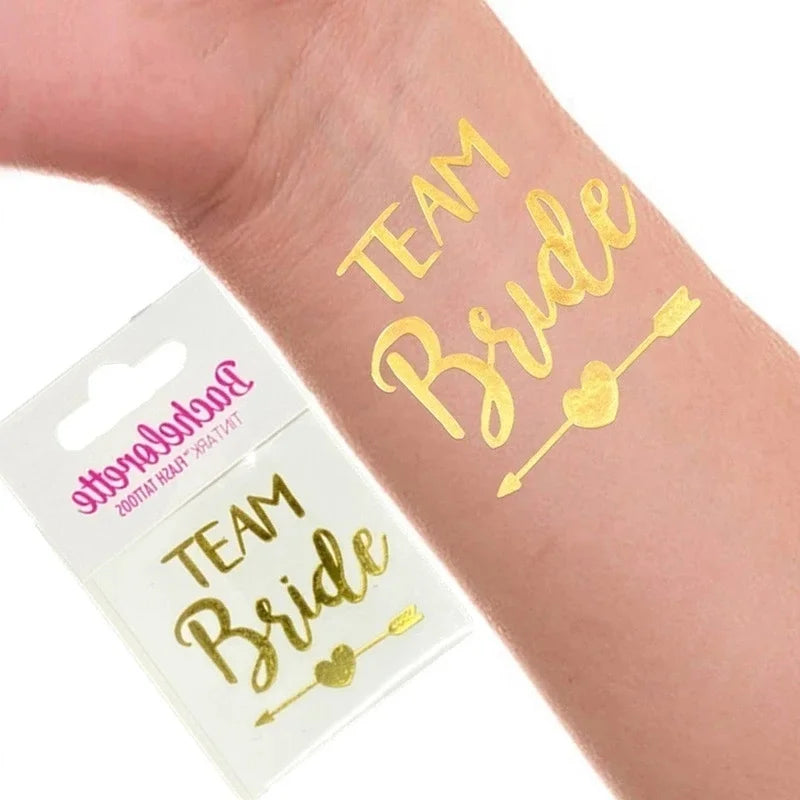 12pcs Combination Golden Team Bride Tattoo Sticker Bride To Be