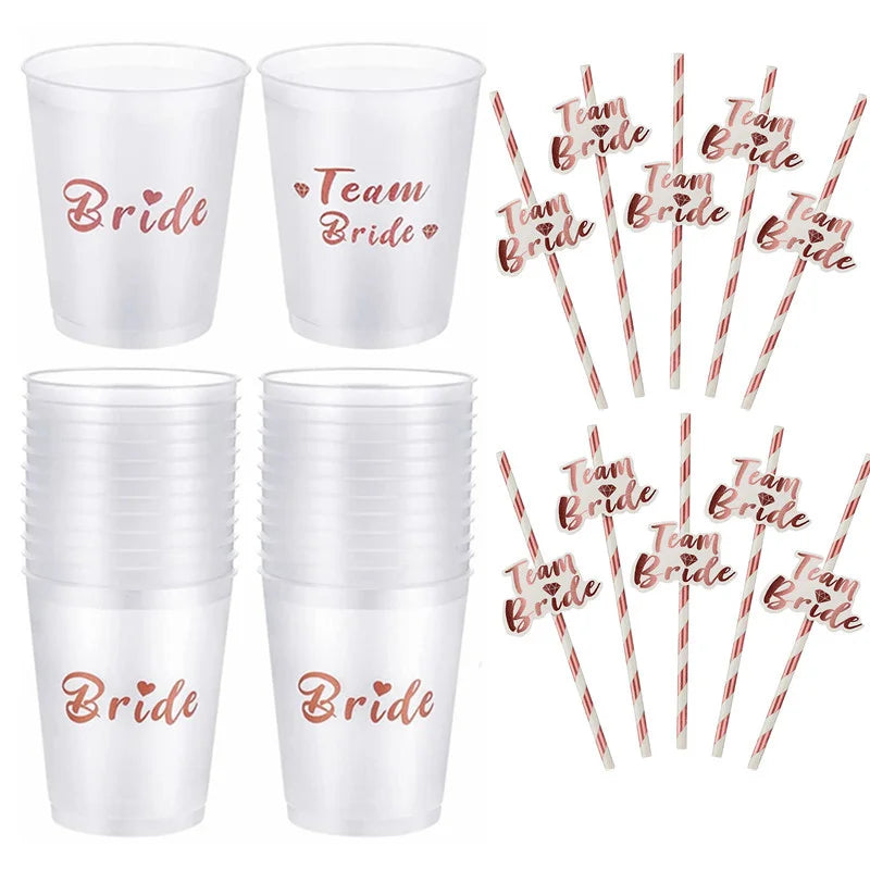 Team Bride Tribe Cups Bridal Shower Bachelorette Party Plastic