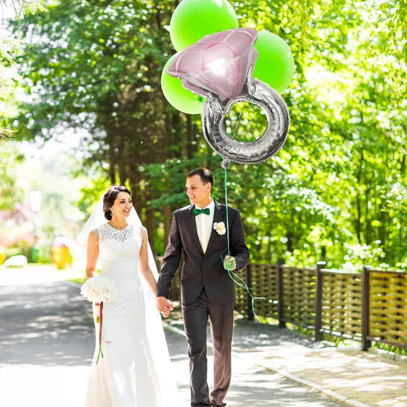Chicinlife 1Pcs Silver Diamond Ring Foil Balloon Bachelorette Party