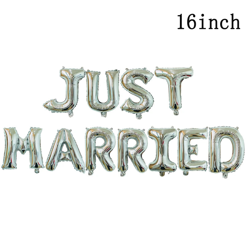 1set 16inch Just Married Foil Balloon Bridal Shower Bachelorette Party