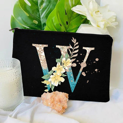 Gradient Initial Makeup Zipper Bags Fashion Travel Toilet Lipstick