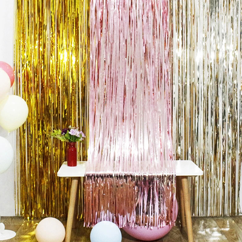2/3M Party Background Wedding Decoration Foil Fringe Curtain Sequin
