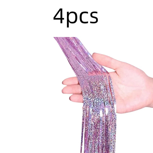 2Pack 2X1M Glitter Party Backdrop Metallic Foil Tinsel Fringe Curtain