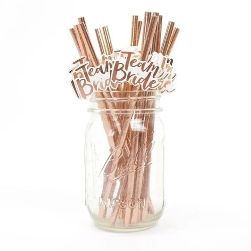 10Pcs Rose Gold Team Bride Straws Hen Party Bachelorette Wedding Party