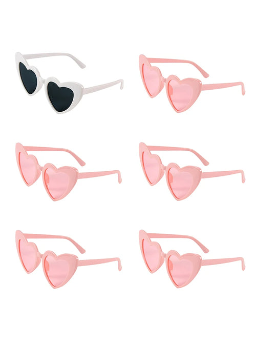 6/8Pcs Bachelorette Hen Party White Pink Sunglasses Heart Glasses