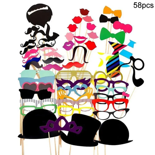Wedding Photo Booth Props Team Bride Mr Mrs DIY Lips Glasses Bridal