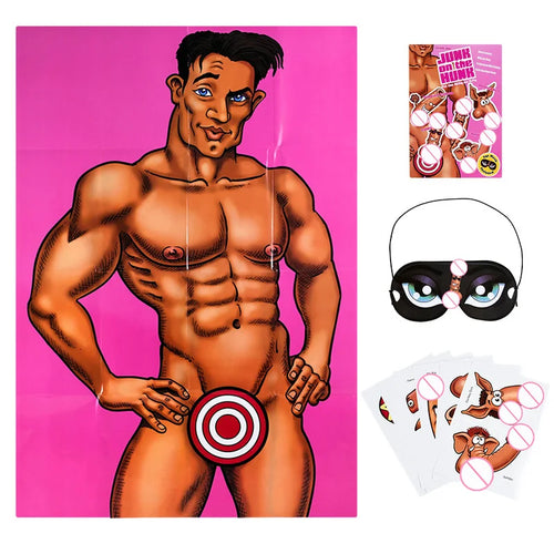 Bachelorette Party Game Funny Paper Poster Hunk Dick Photo Props Bride